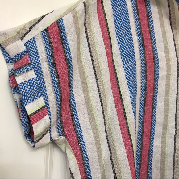 Caffe Marrakesh Linen Blend Loose Fit Striped Shirt Medium - Picture 4 of 8